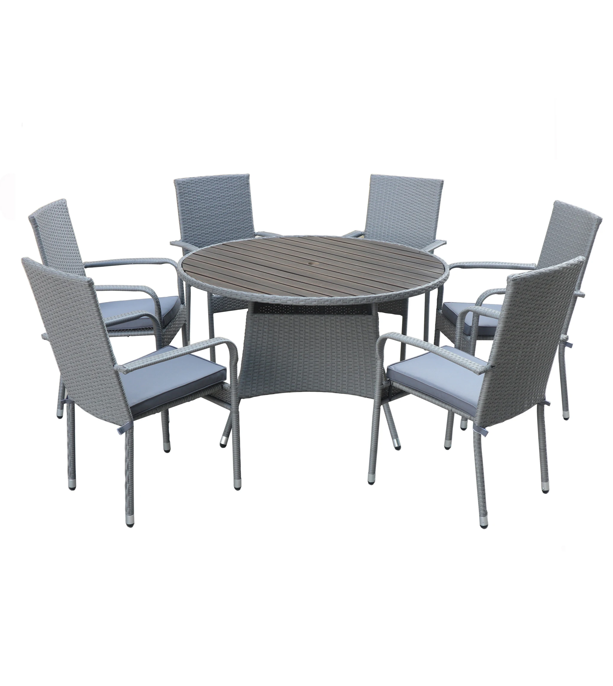 HIGH QUALITY CHEAP PRICE PE RATTAN WICKER GARDEN FURNITURE  STACKING CHAIR  AND ROUND TABLE