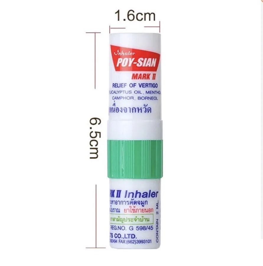Original POY-SIAN Inhaler 1.7 ml 2 IN 1 Refreshing and Aroma Oil Stick Metered-dose inhaler (MDI) Made in Thailand Pack 60 pcs