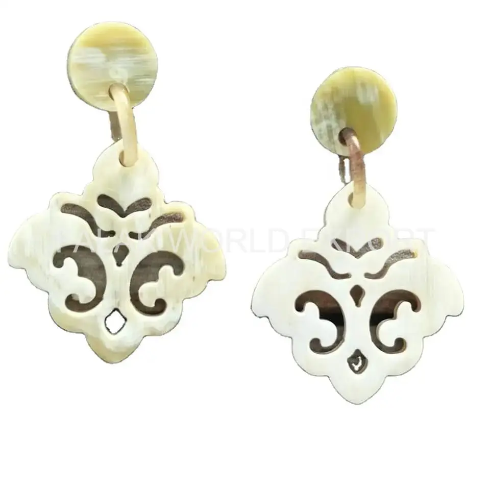 Natural Buffalo Horn Earrings Gold Silver Plated Trendy Jewelry for Wedding Party Engagement Gift Use Made of Copper Titanium