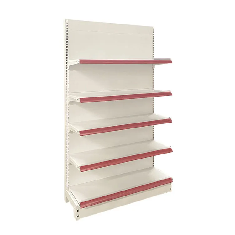 Xingye Factory Custom Size Color Pharmacy Shelves Gondola White Plate Back Red Price Bar Shelf Grocery Store Display Racks