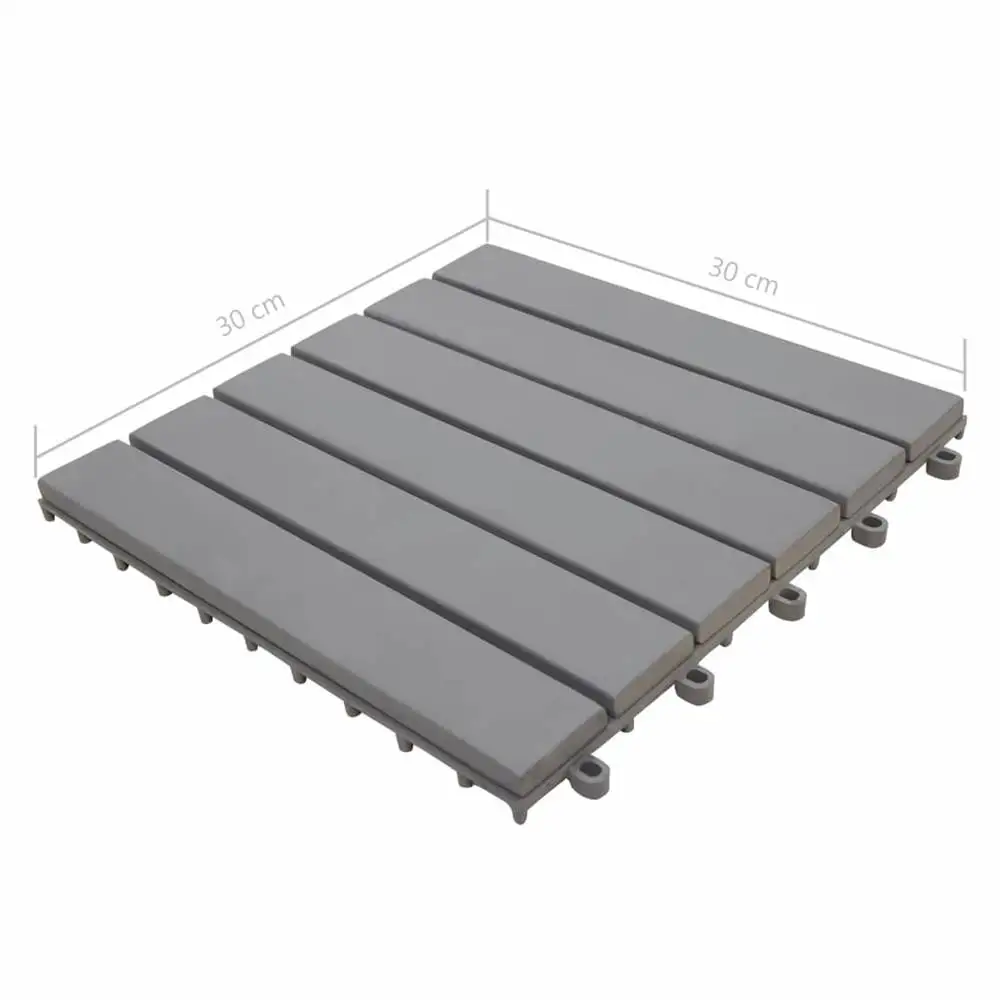 Hot Sell 6-Slat Grey Acacia Flooring Tiles Wood With Plastic Base Flooring Tiles For Balcony Garden Tiles Vietnam Origin