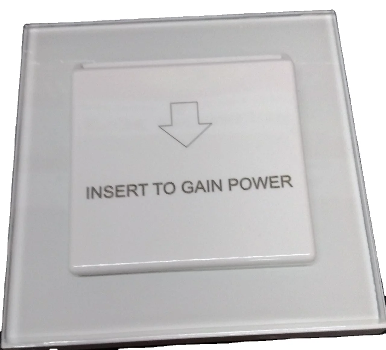 Energy Saving Switch Fox Domotics  Rfid key card holder any card holder toughened Glass Finish Material  black and white