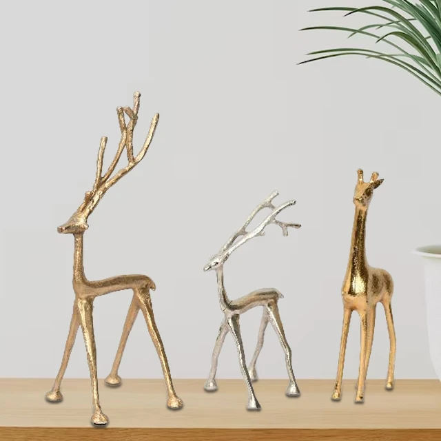 Antique Gold Deer Sculpture Table Decorations Luxury Home Metal Deer Stocking Holder Largest Manufacturing Company Christmas