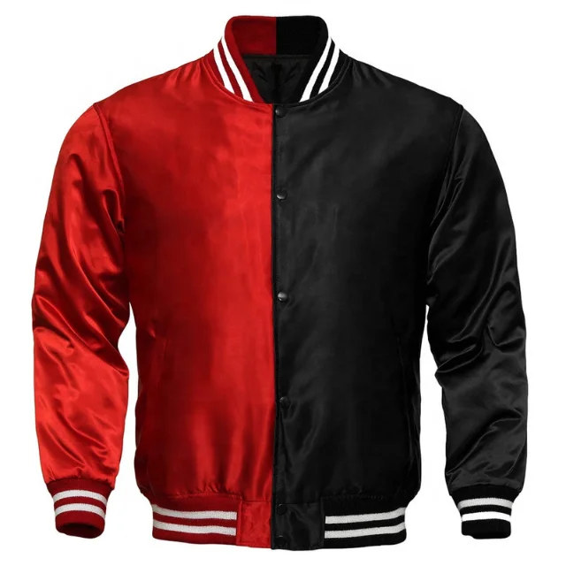 Wholesale 100%Polyester  Embroidery Logo Custom Luxury Brand Varsity Silk Bomber Jackets Men Zip Up Baseball Satin Jacket Print
