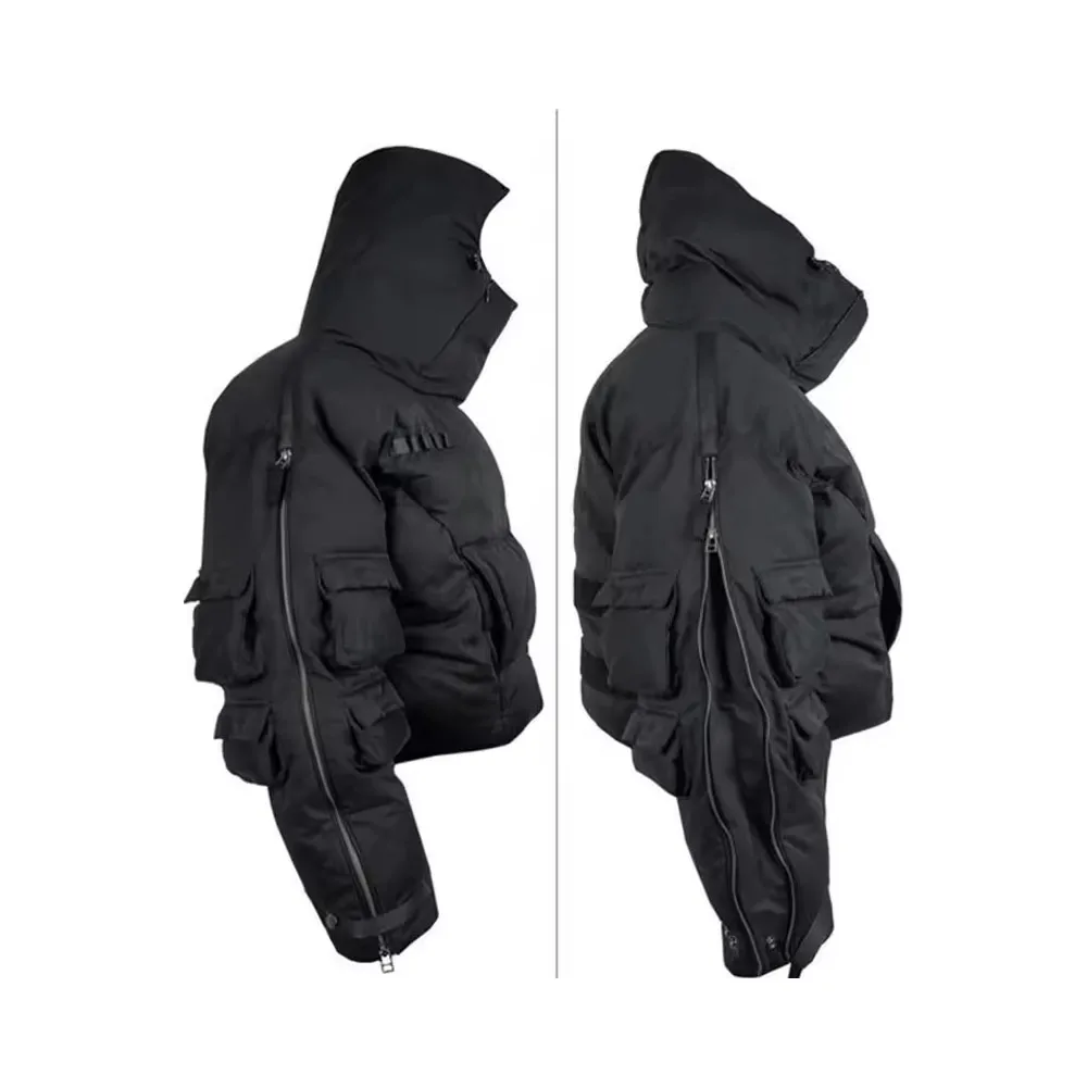 Latest High Quality Face Masked Multiple Pockets Black Lightweight Custom Logo Bubble Winter Goose Down Coat Puffer Jacket Men