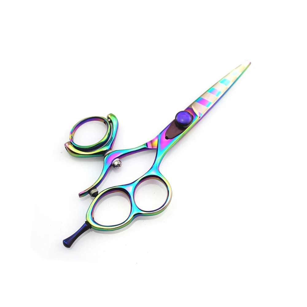 Three Ring Hair Cutting Scissors Rainbow Color Coated Barber Shear Hair Cutting Scissors For Salon And Home Use