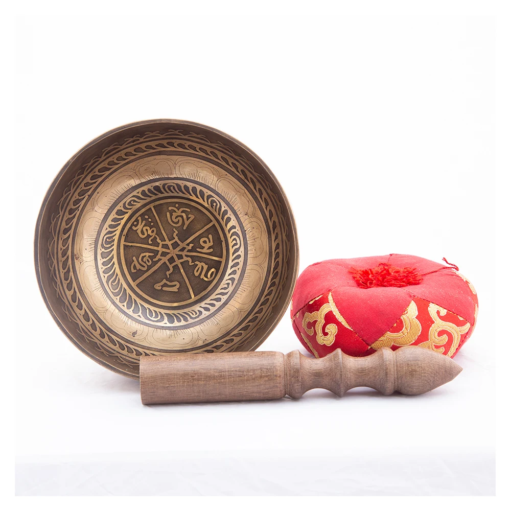 High Quality Hand Hammered Tibetan Sin ging Bowl Used For Chakra Healing With Wooden Mallet And Silk Pillow Buy At Best Price