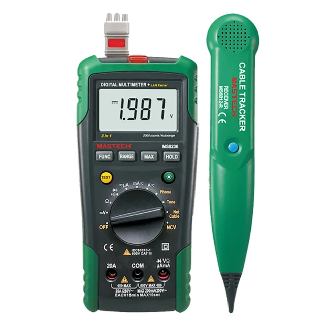 MASTECH MS8236 Digital Multimeter and Network Cable Track Tester Tone Telephone Line Check Non-contact Voltage Detect