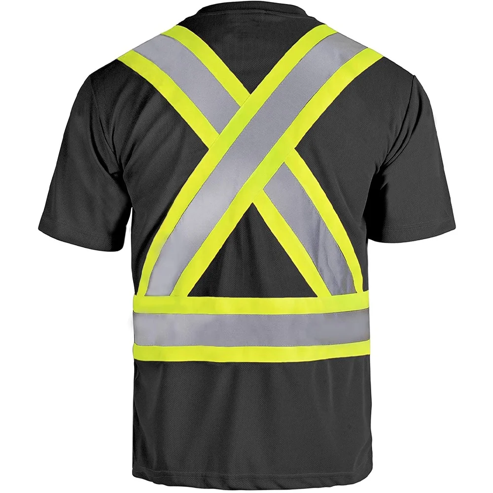 Оптовая продажа, рабочая одежда от производителя, двухцветная Светоотражающая Защитная футболка, Рабочая Футболка с высокой видимостью и коротким рукавом