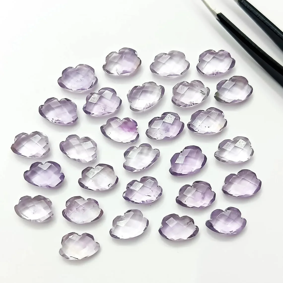 Pink Amethyst Faceted Cloud Shape Beads For Jewelry Making Amethyst Gemstone Hand Carved Bead Strands Briolette