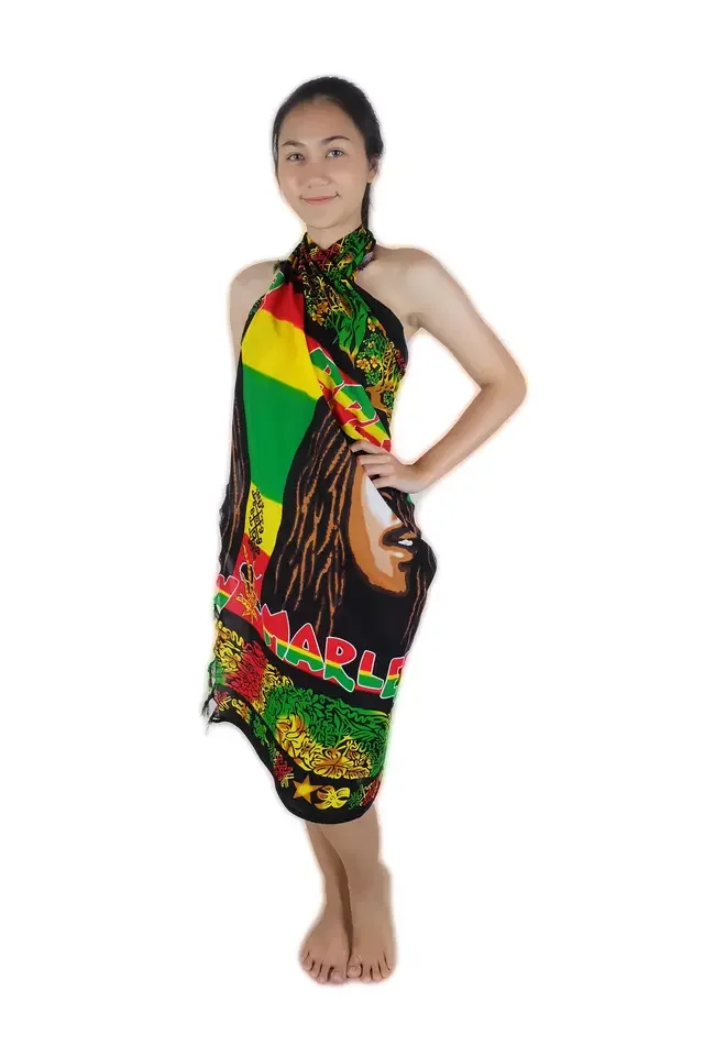 Customized Available for Womens Sarong Printed Bob Marley Sarongs Beach Cover Ups from Thailand Factory