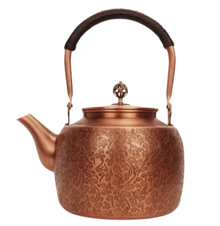 Engraved Design Table Decorative Tea Kettle For Home Kitchen Tea Making Kettle Copper Metal Coffee and Tea Serving Utensils Pot