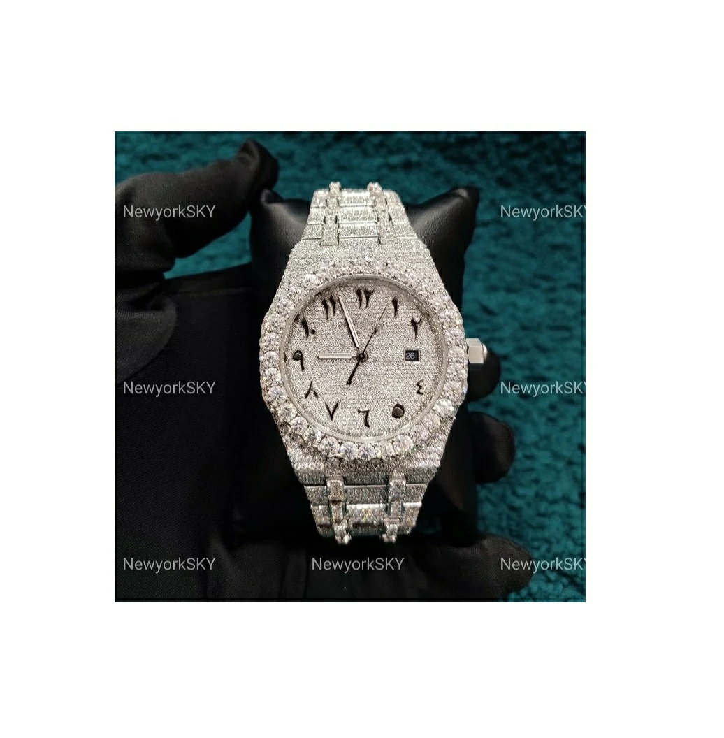 2023 Custom Bust Down D Color VVS Moissanite Diamond Premium Mechanical Luxury Stainless Steel Wrist Men Women Watches