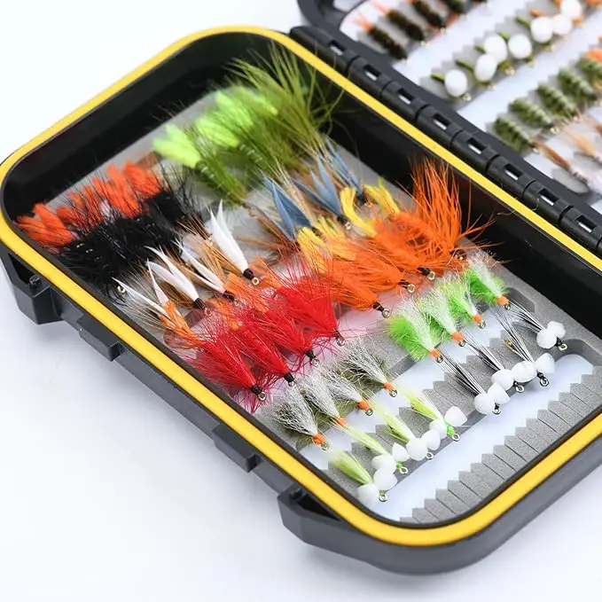 Fly Fishing Dry Flies Wet Flies Kit Streamers Nymphs for Bass Trout Salmon Fishing