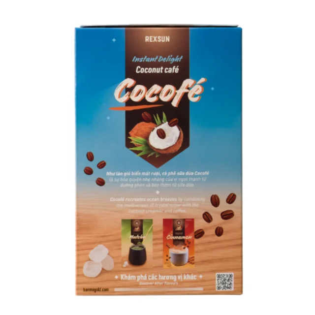 Coffee Mix COCOFE Coconut instant coffee 160g per box special smell and good taste - Rexsun brand made in Viet Nam