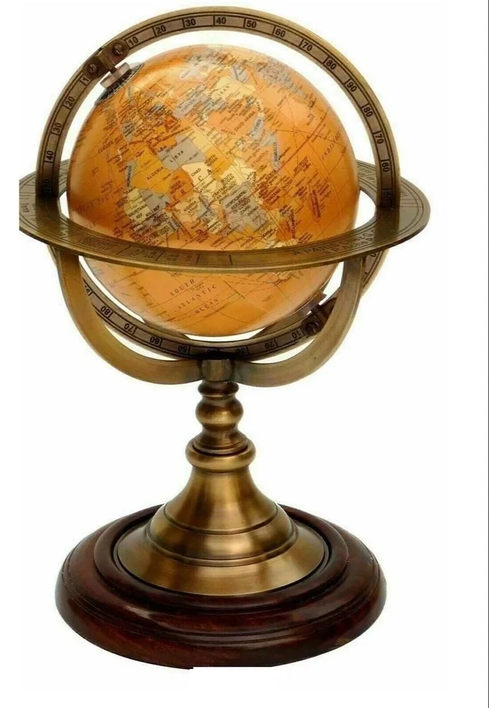 Armilarry Antique Nautical World Map Globe Ornament Table Top Decor Collectible For Use Home And Office  By Metal Overseas