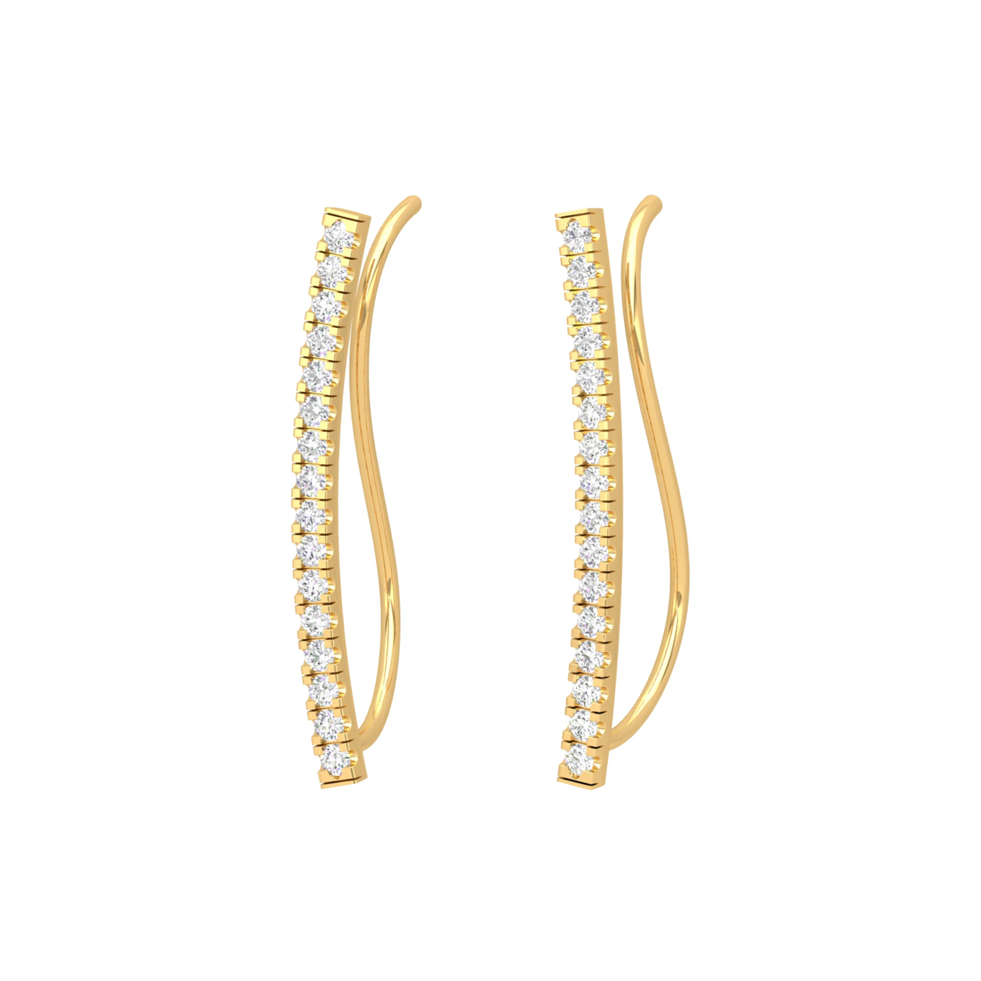 Elegant Statement Natural Round Diamond Crawler Earring For Women 14K Gold Fine Jewelry HI VS-SI Clarity Made In India