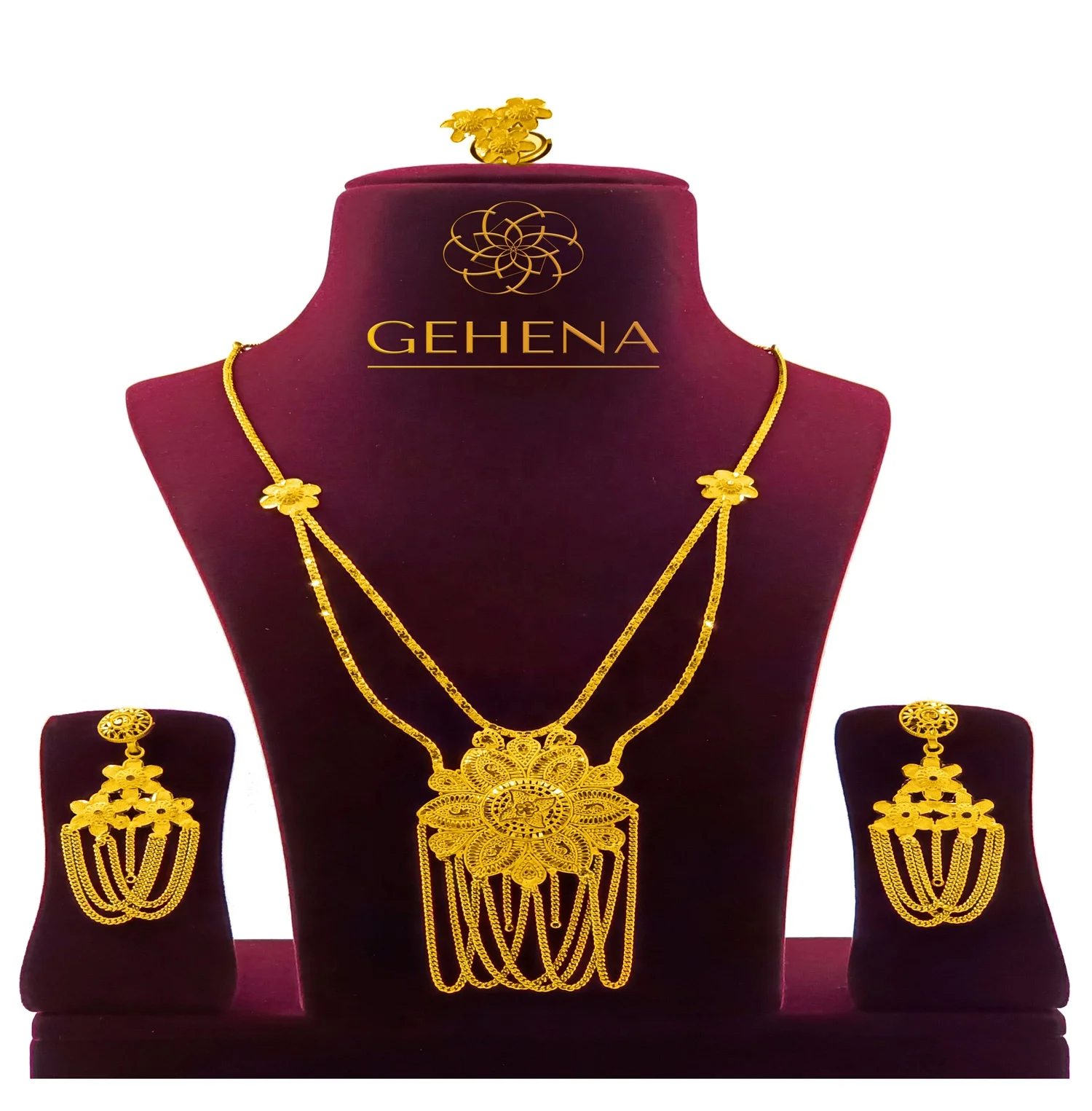 5 грамм 24K позолоченное ожерелье серьги кольцо Collier De Luxe Bijoux (украшения своими руками) налета или Африканского ансамбль Femme indienne ювелирные изделия