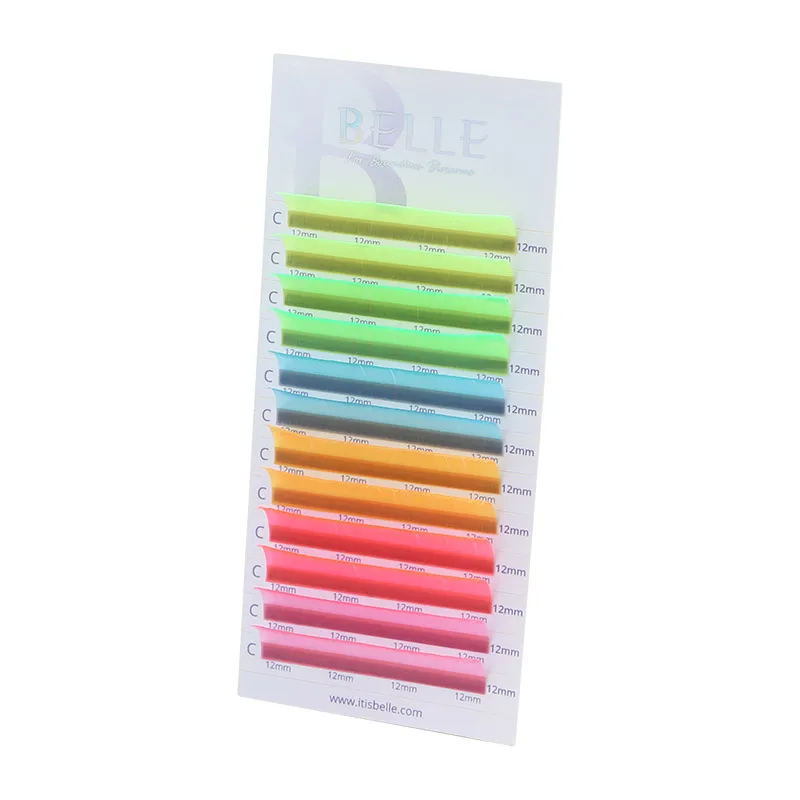 Belle Neon color Mix 12lines Eyelashes Extension The best Korean PBT fluorescent color lashes colorful individual Synthetic hair