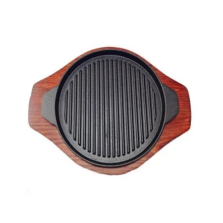 Fantastic Design Iron Food Sizzling Plate With Wooden Base Wedding And Hotel Serving Food Sizzler Plate