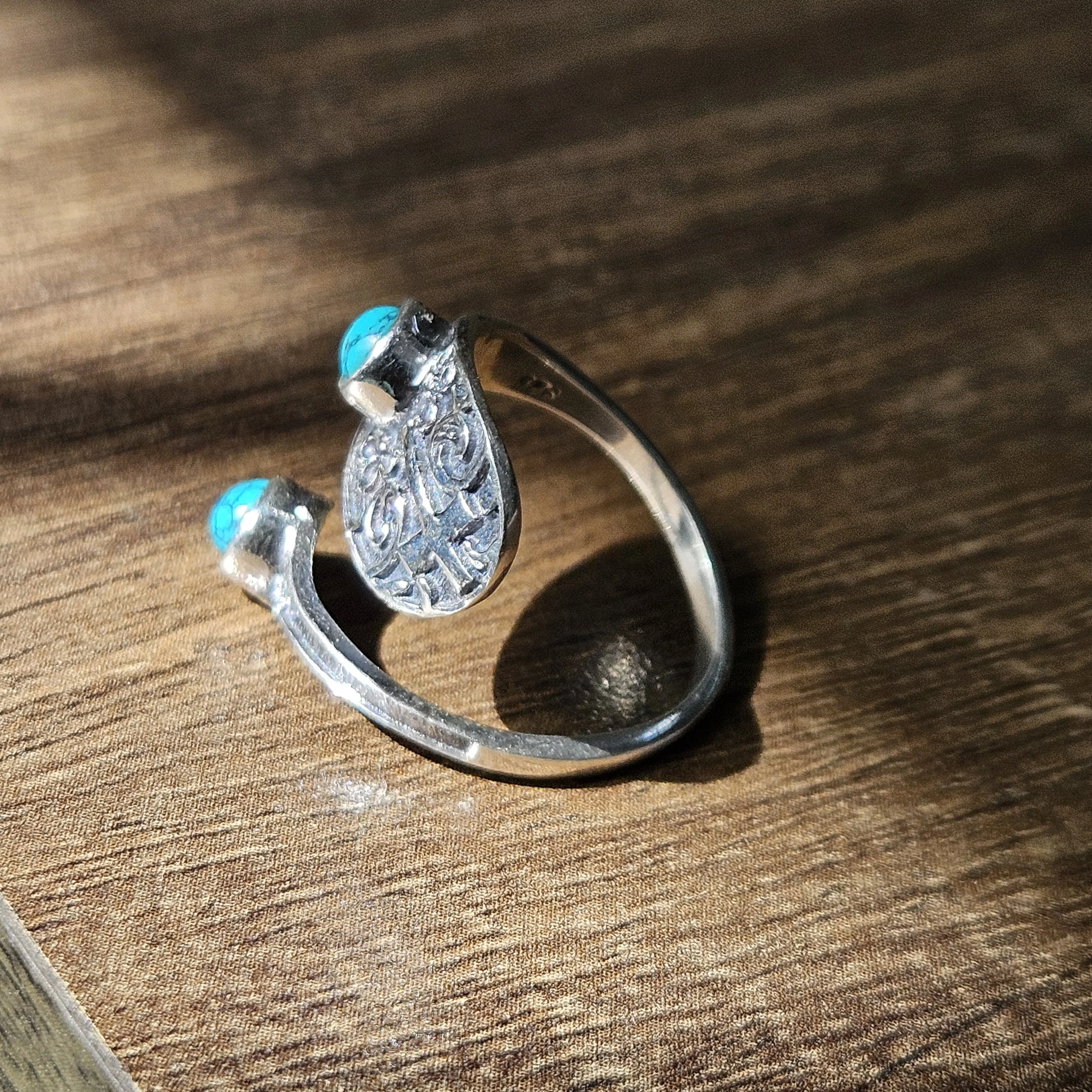 Cross Adjustable turquoise silver ring light weight silver ring new trendy design