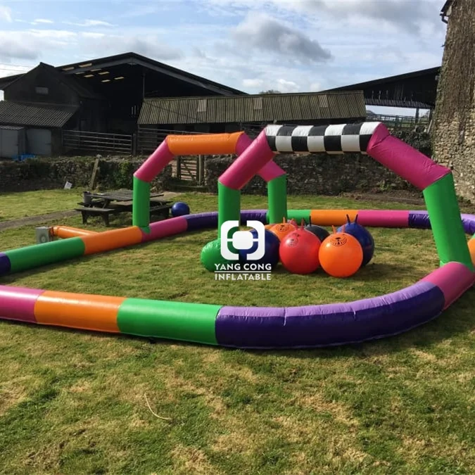 Guangzhou inflatable race track zrob ball track racing court inflatable for bumper cars