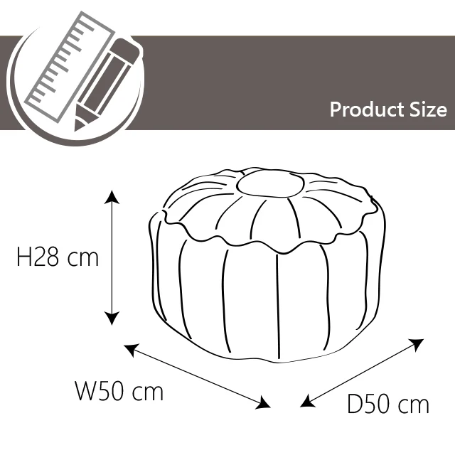 Flame retardant faux linen furniture round moroccan pouf footstool bean bag