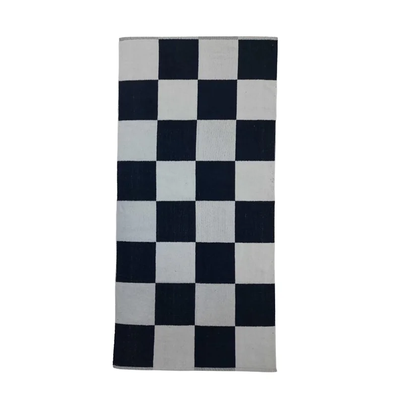 Checkered (Black & White Pattern) Velour Beach Towel Top Classy  Good Quality 75x150 cm 360 GSM Customizable For Daily Use