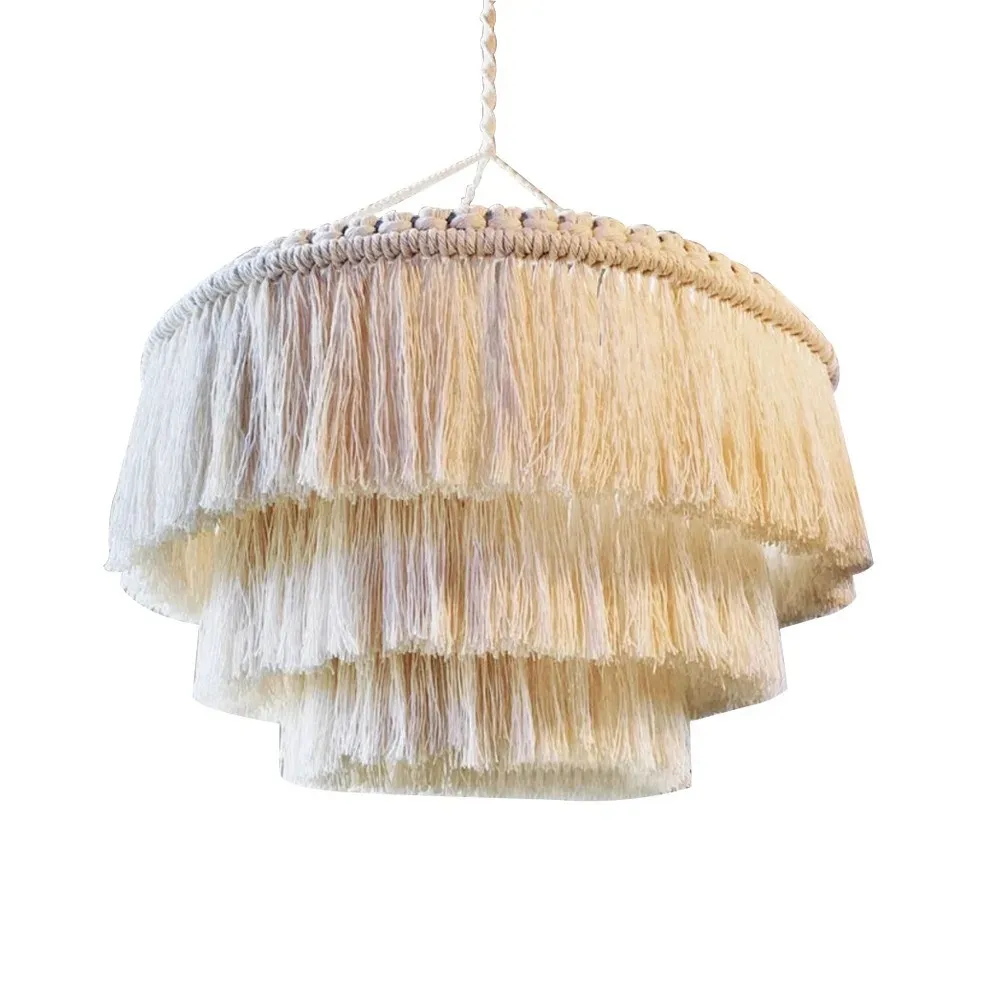 OEM ODM Home Decoration Handmade  Elegant Vintage 	Antique Boho Chandeliers Macrame Pendant Lamp Lampshade With Best Price