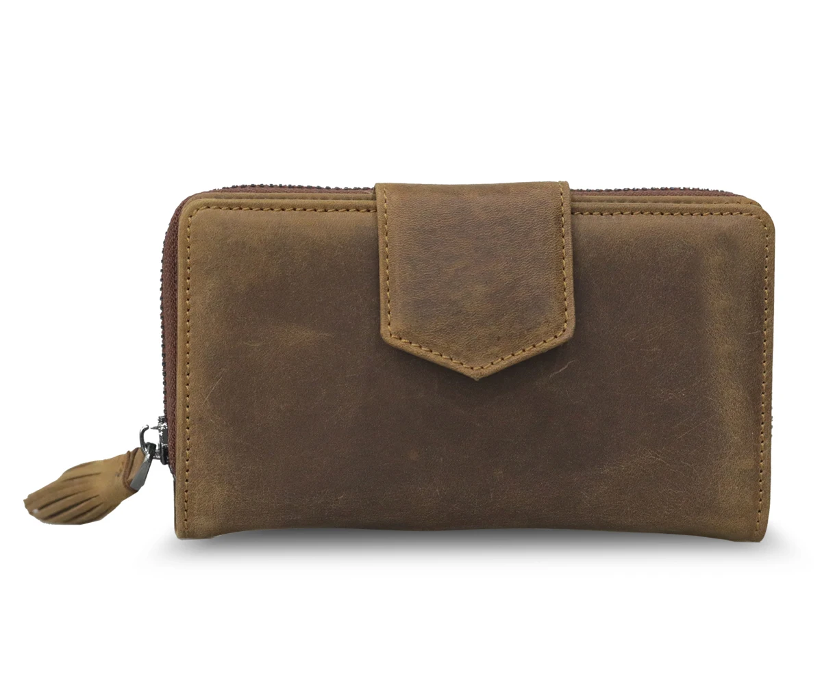 Genuine Leather Women Wallet Card Holder Women Purse Slim Phone Placed Long Wallet Bifold Wallet Customizable RFID Protection