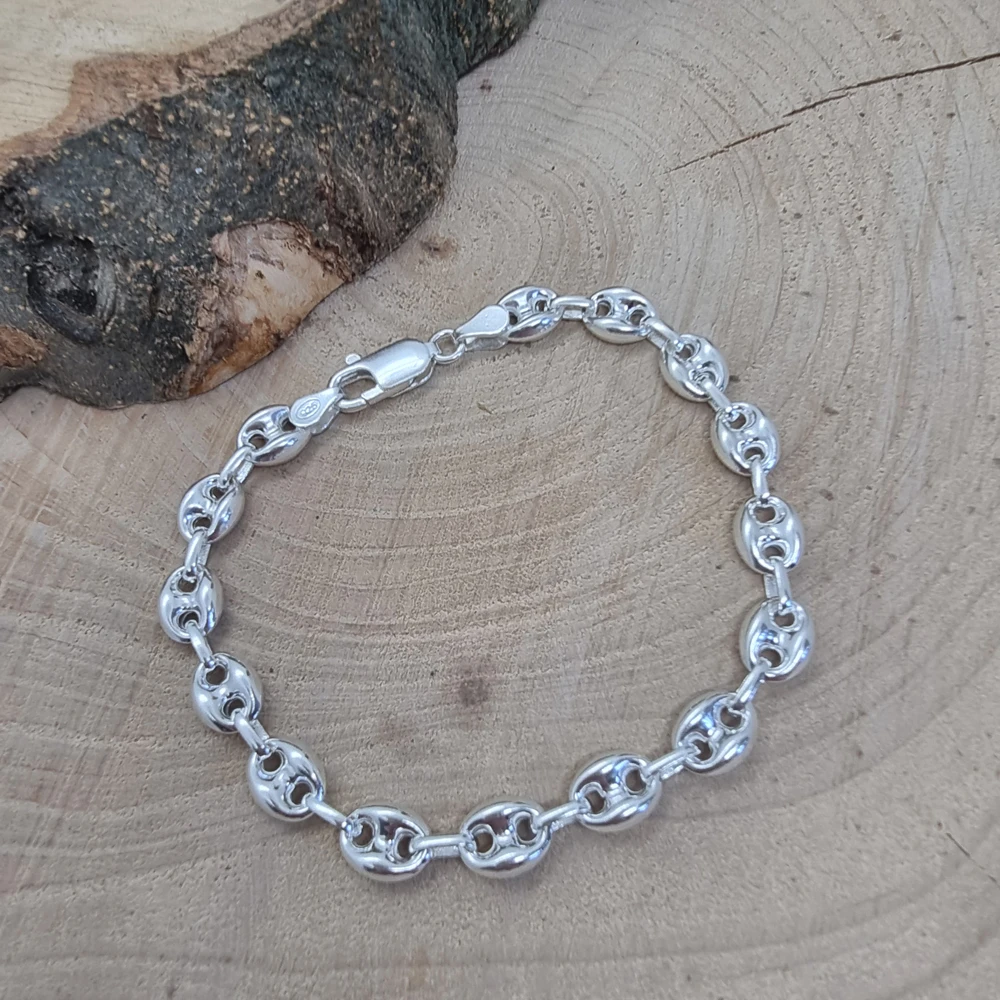 925 Sterling Silver Coffee Bean Bracelet Sailor Men Jewellery Women Unisex Link Chain Wholesale Mens Jewelry Trendy Hot Sale