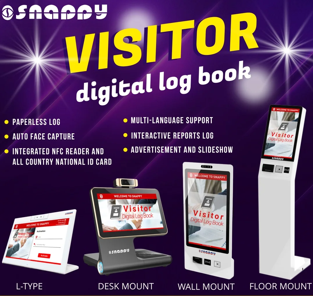 Недавно запущенный цифровой журнал для посетителей с системой управления посетителями. Multi Поддержка языка. Киоск самообслуживания