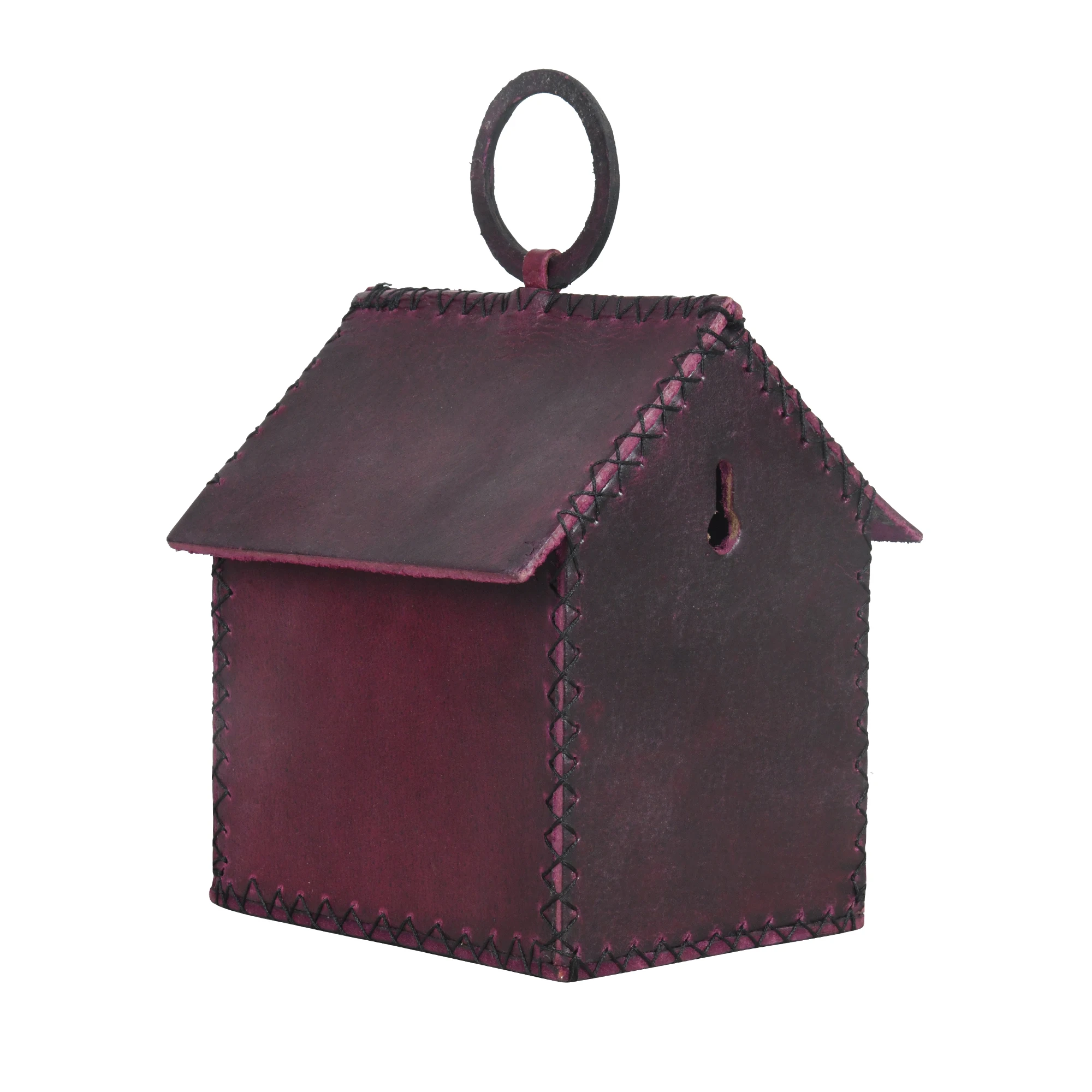 Factory Wholesale Leather Portable Hut Shape Hanging Nest Bird Cage Customized Color and Size Options