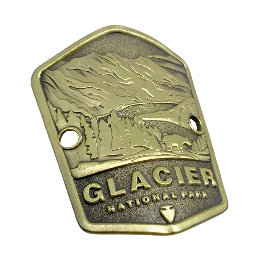 Custom Vintage Walking Cane Hiking Stick Metal Badge Medallion