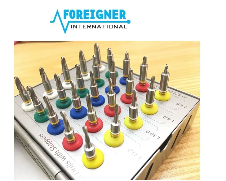 top quality stainless steel DENTAL IMPLANT CONICAL DRILL KIT 25 PCS WITH STOPPER dental implant instruments