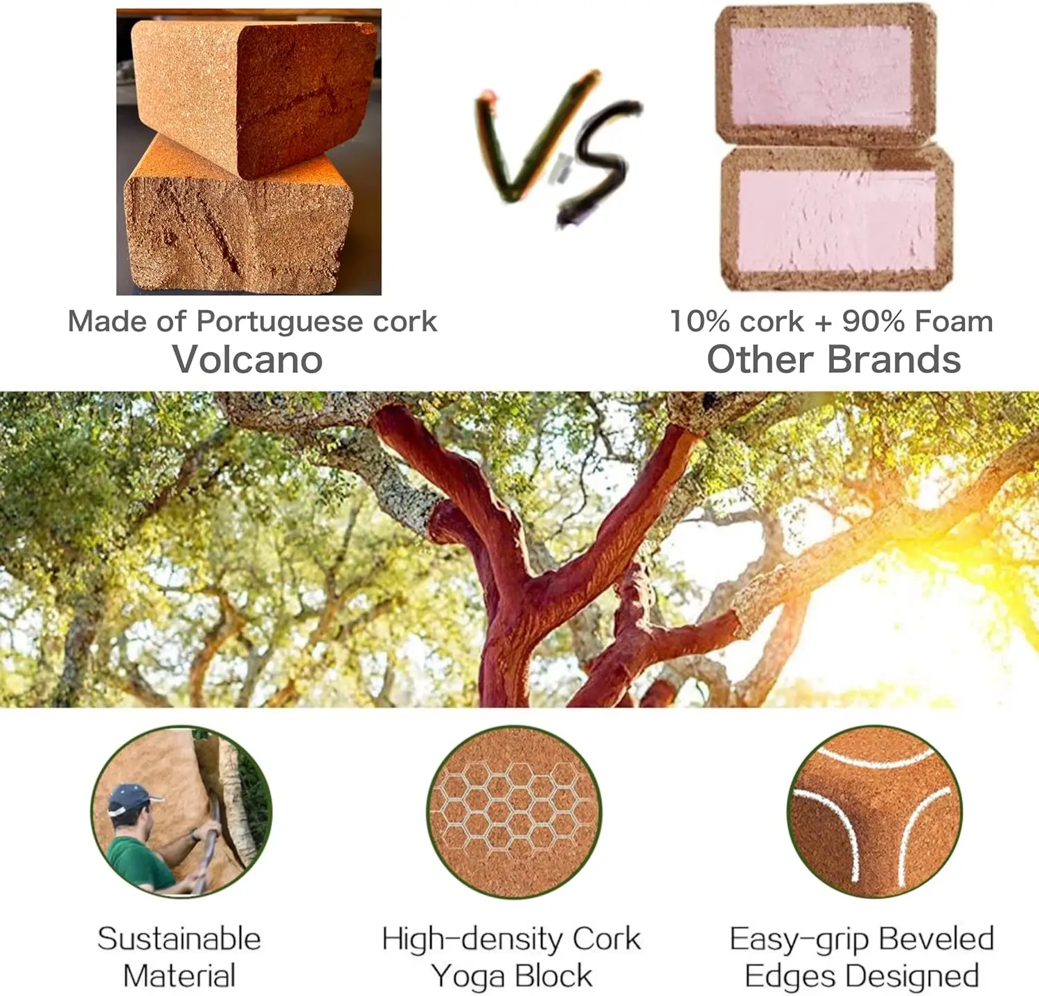 Cork Wood Yoga Blocks Wooden Brick Cube Stretch Blocks Eco-Friendly Yoga Accessories for Women Ideal for Yoga Pilates Stretching