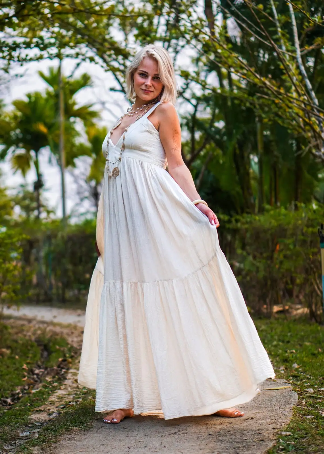 2024 Summer New Boho Sexy Maxi Dresses Sundress Plus Size Slip White Lace Dress Women Elegant White Boho Dress