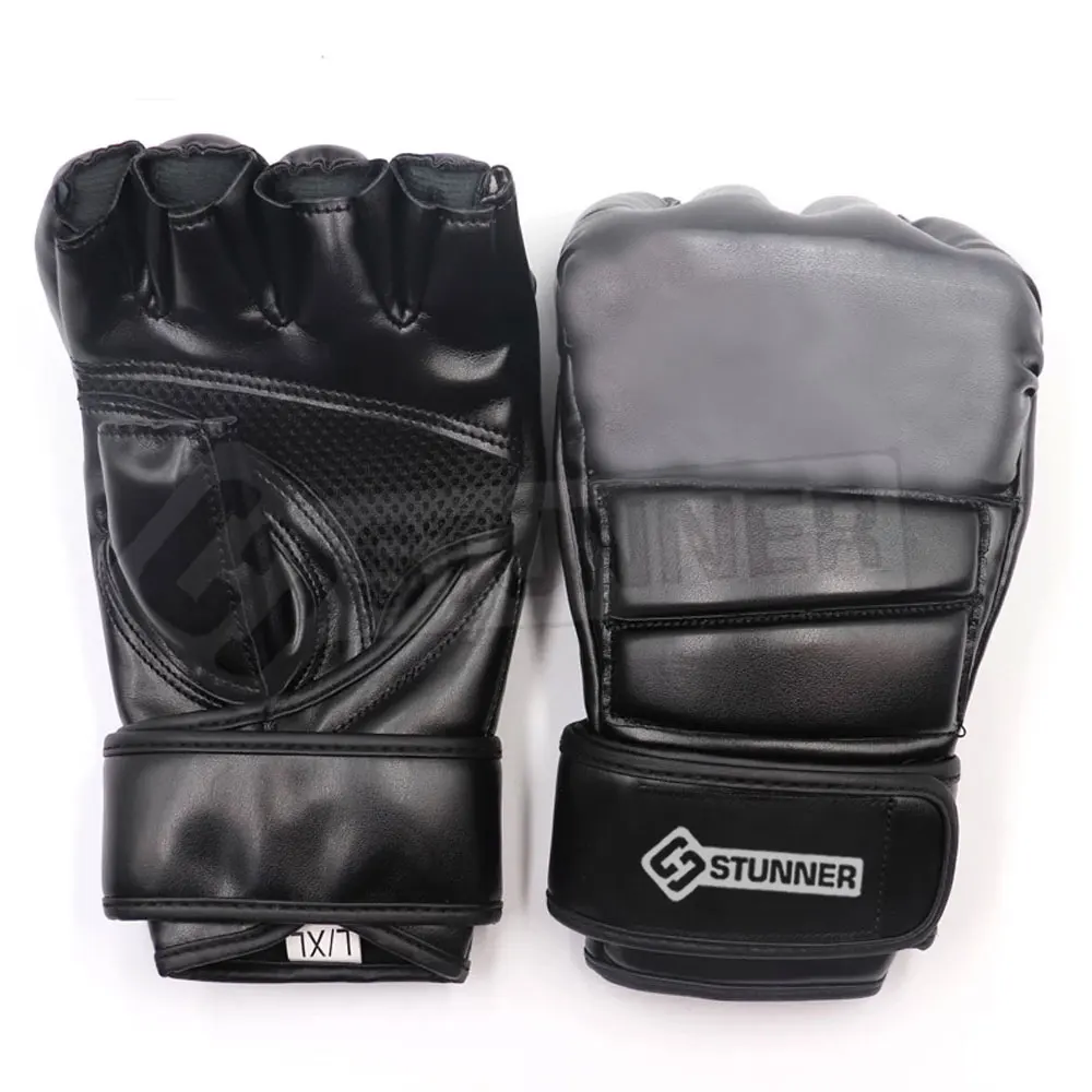 Full Black Color Real Leather Made  MMA Boxing Glove Customized Brand Logo MMA Gloves for Boxing Training