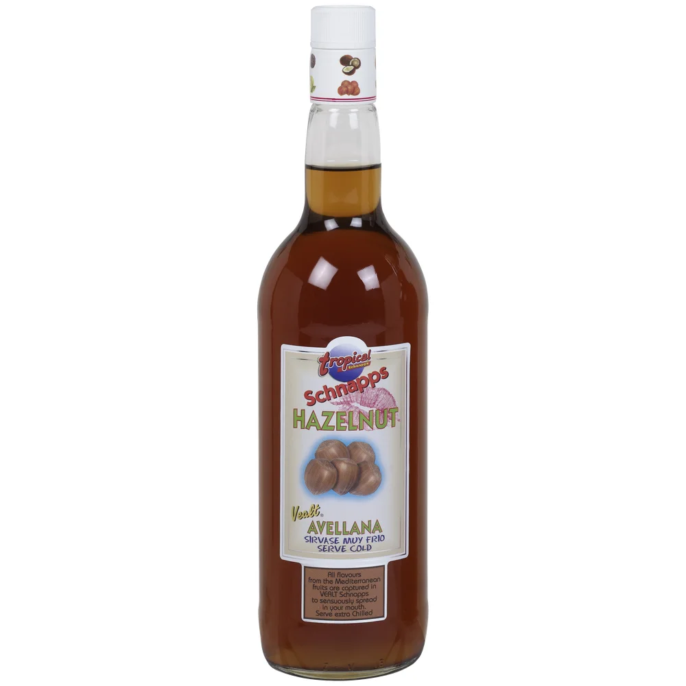 Tropical 1L Glass Bottle Schnapps 14.5 Grade Sweet Fruity Liquor Wine with Hazelnut Flavour in Spain for Sale