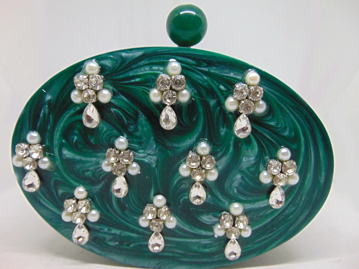 Luxury Purses And Handbags india made wedding party Acrylic stone Embellished Clutch purse
