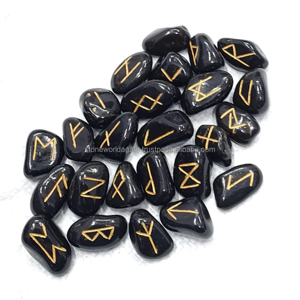 Wholesale Crystal Rune Set Clear Quartz, Tiger Eye Moss Agate, Obsidian, Carnelian Healing Crystal Tumbled Rune Set For Sale