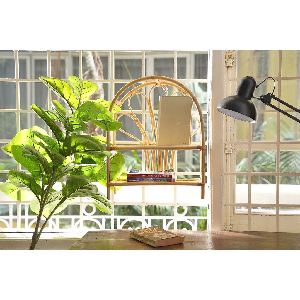 Fashionable Type Style Living Room Modern Furniture bookshelves 2 Tier Rattan Bookshelf Made In Vietnam