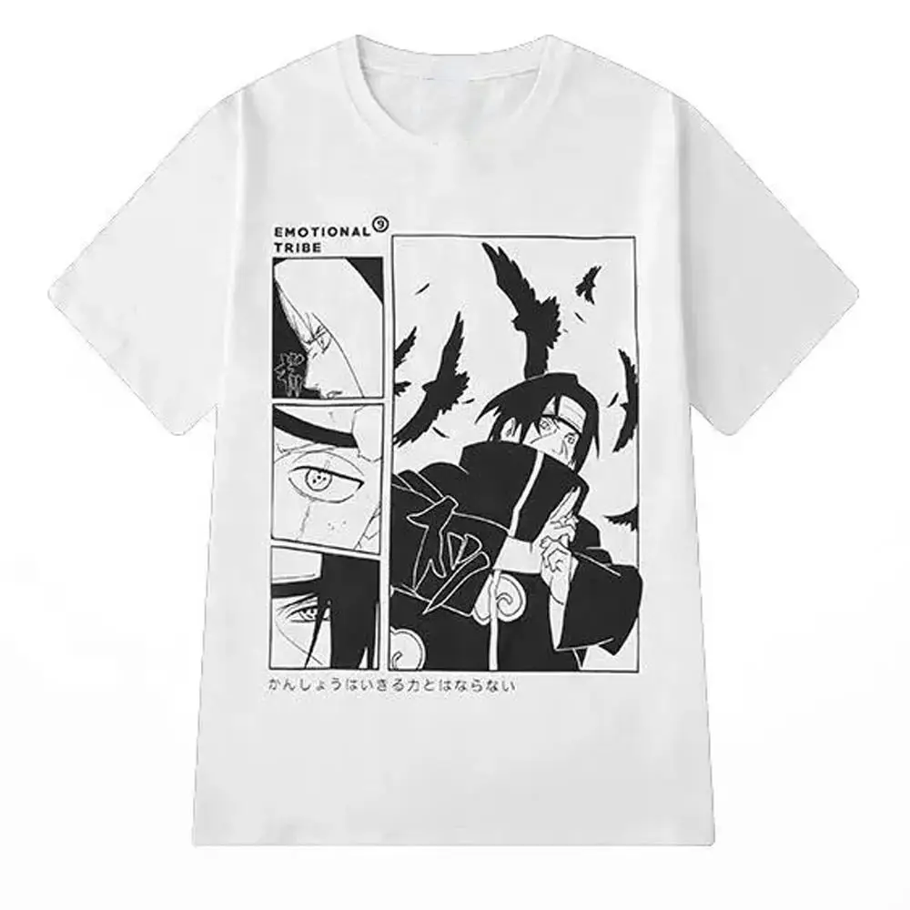 Custom Logo Printed Cotton Men T-Shirt Vintage Street Oversized Shoulder Drop Shoulder Graphic Anime Print T Shirts For Men