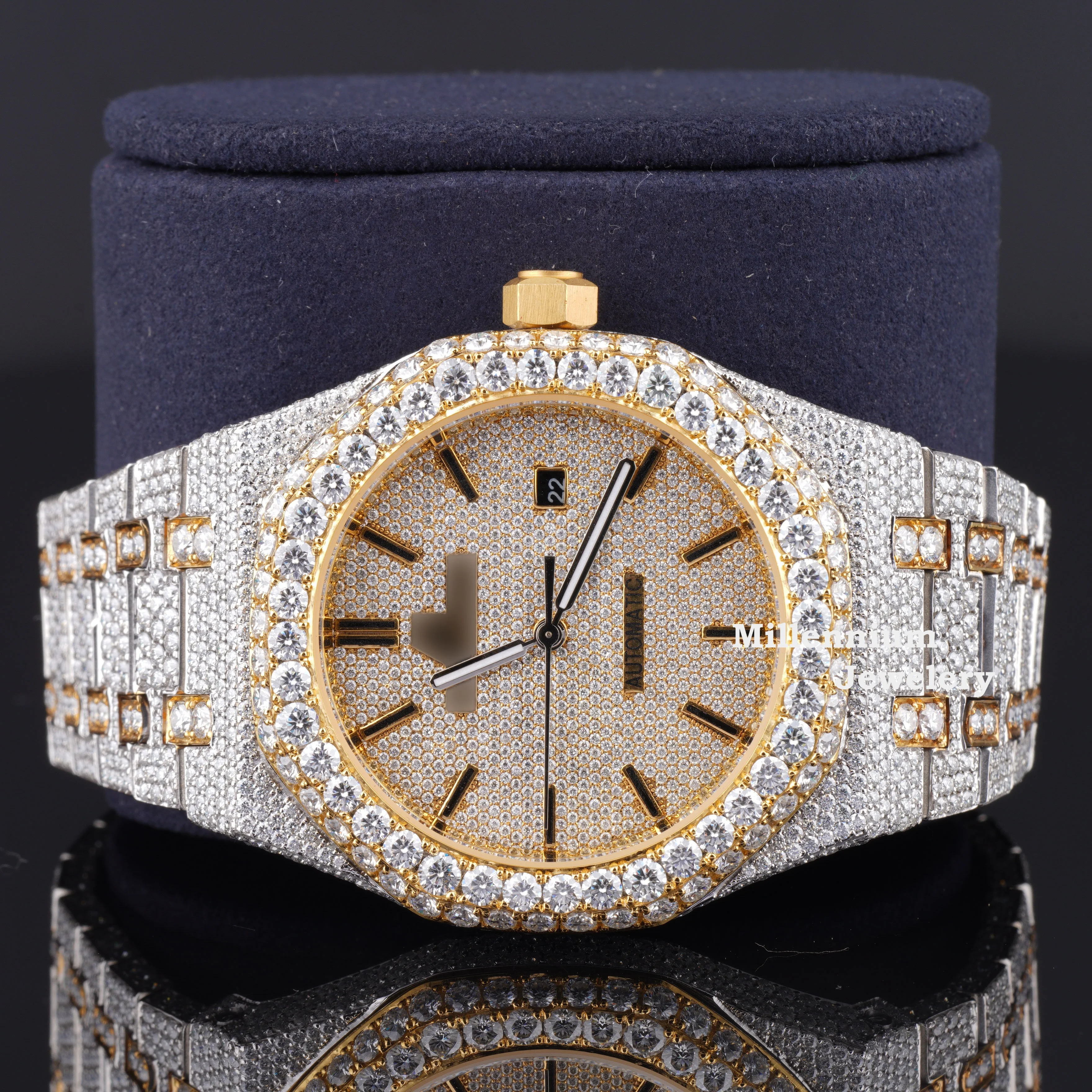 Top Branded Moissanite Watches Hip Hop Iced Out Watch Stainless Steel Wrist Watch For Men At Factory Price