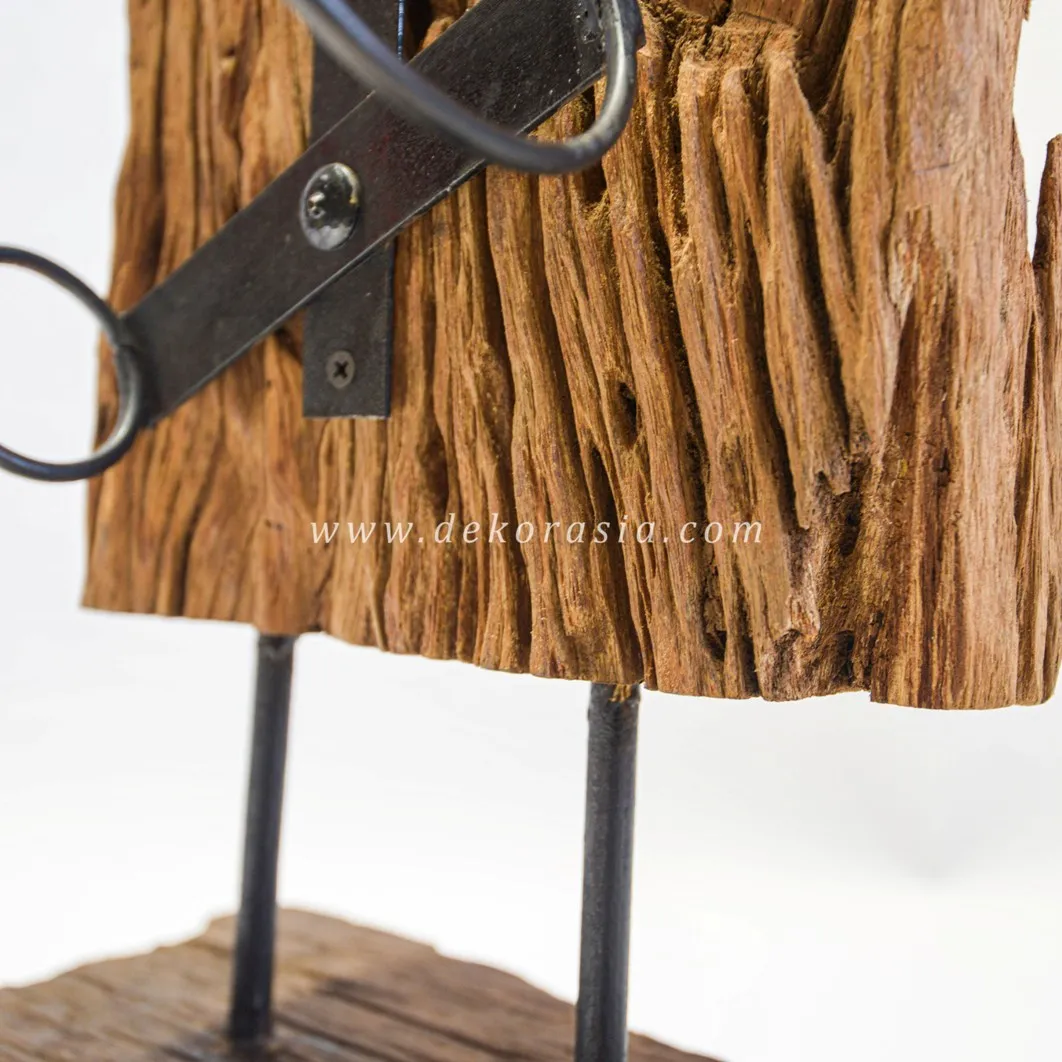 Natural Solid Wood Wine Rack Modern Antique Design 3-Bottle Wine Holder with Decorative Display