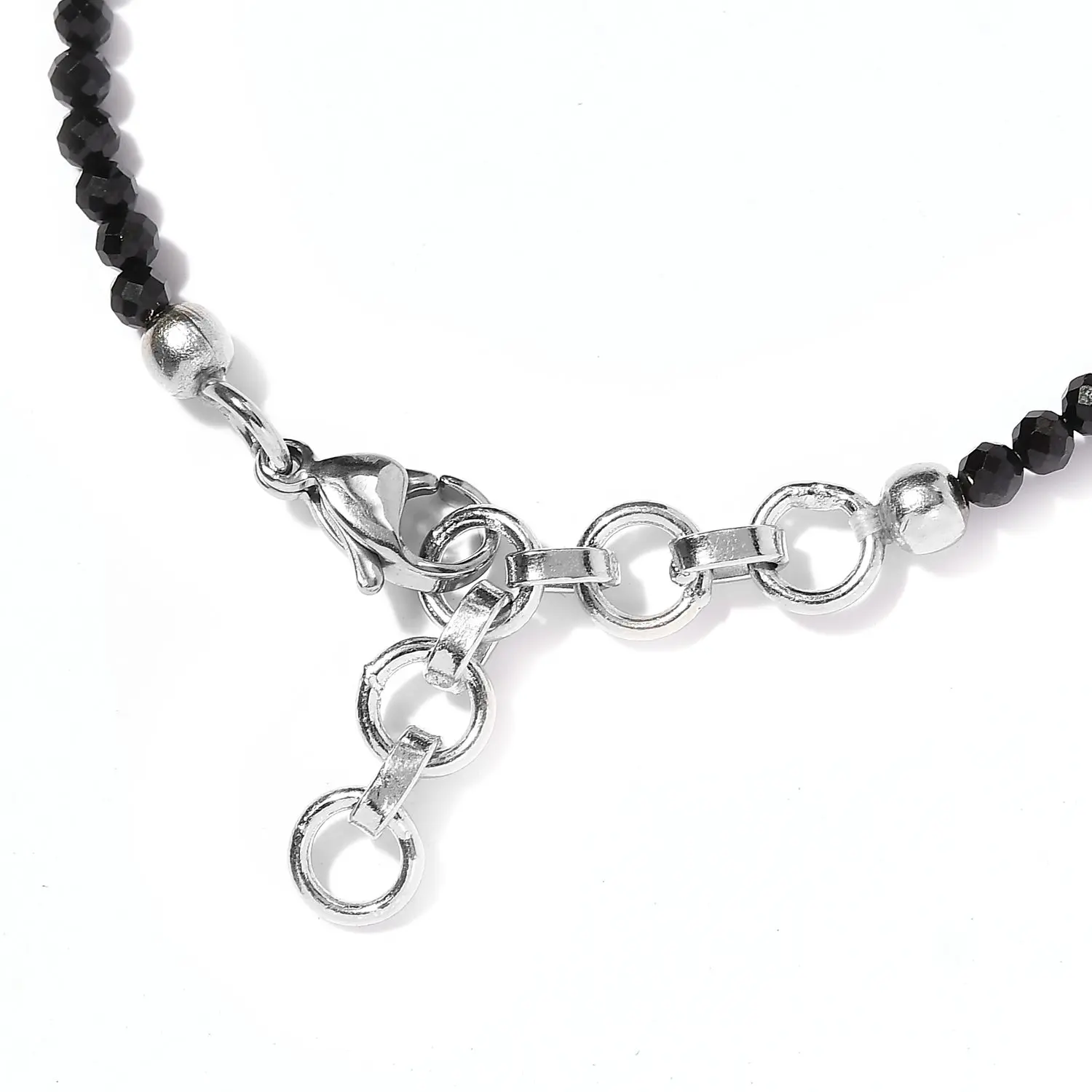 Karis Thai Black Spinel Beaded Bracelet in Platinum Bond (6.50-8.00In) Wholesale High Quality Fashion Jewelry Trending Bracelet