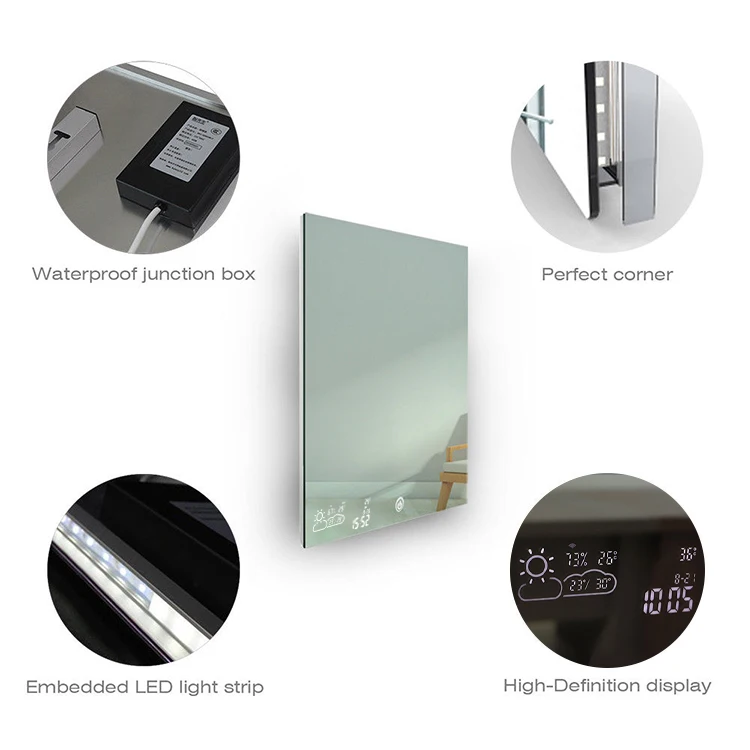 Intelligent Bathroom Mirror WiFi Connection APP Control Cosmetic Mirror With Weather display