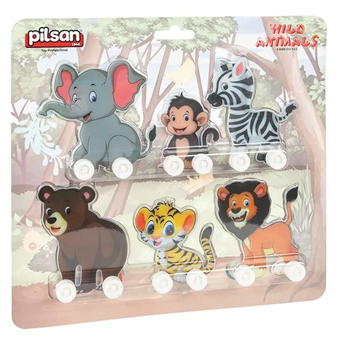 Wholesale Wild Animals 6 Pcs Different Kinds of Animals in One Box With Wheels Fun and Educational Toys for Kids