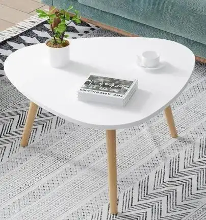 Glossy Round Solid Wood Coffee Table With Solid Leg