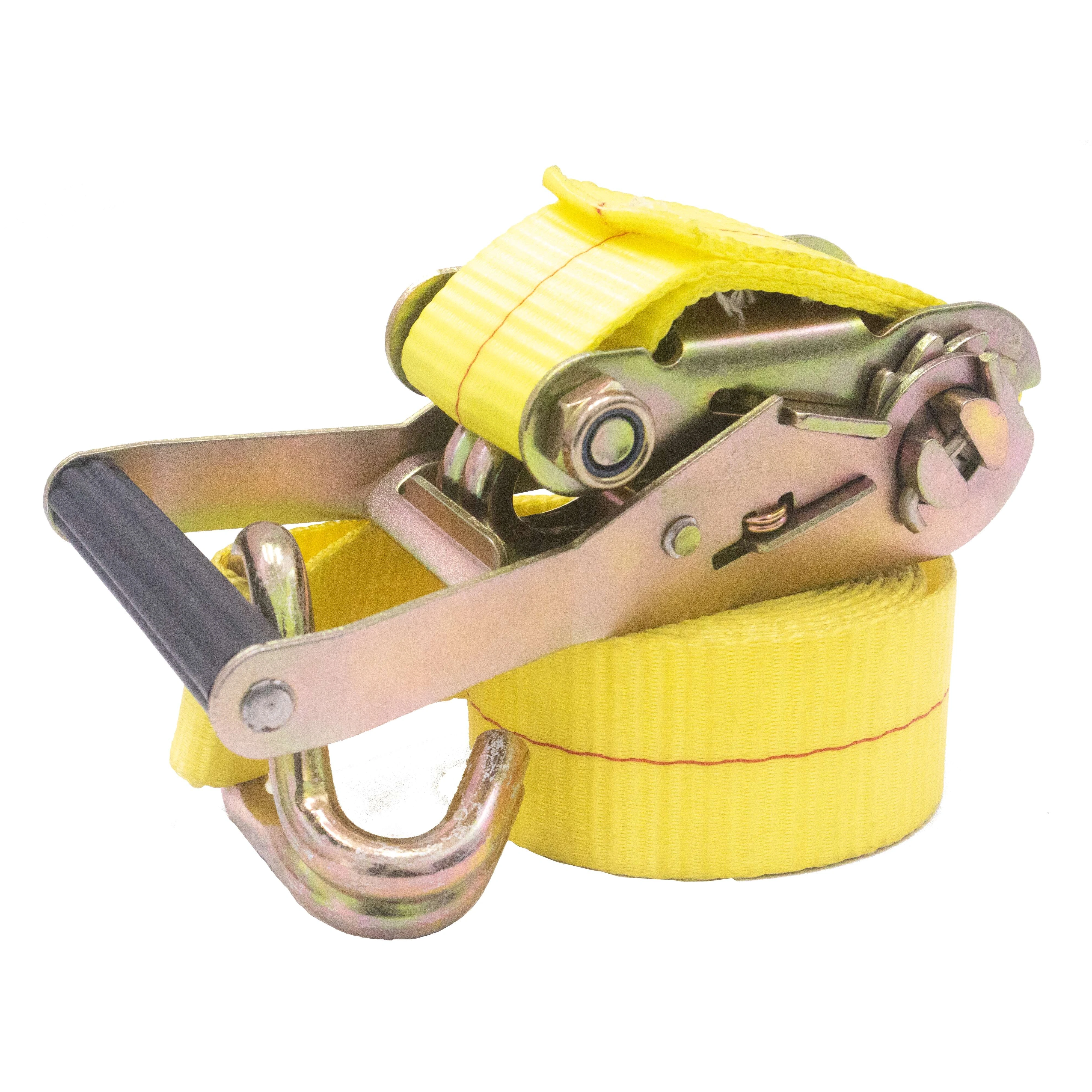 50 mm Yellow Ratchet Tie Down Strap for Heavy Duty Cargo Lashing Belts Lifting Sling -  Customized Length